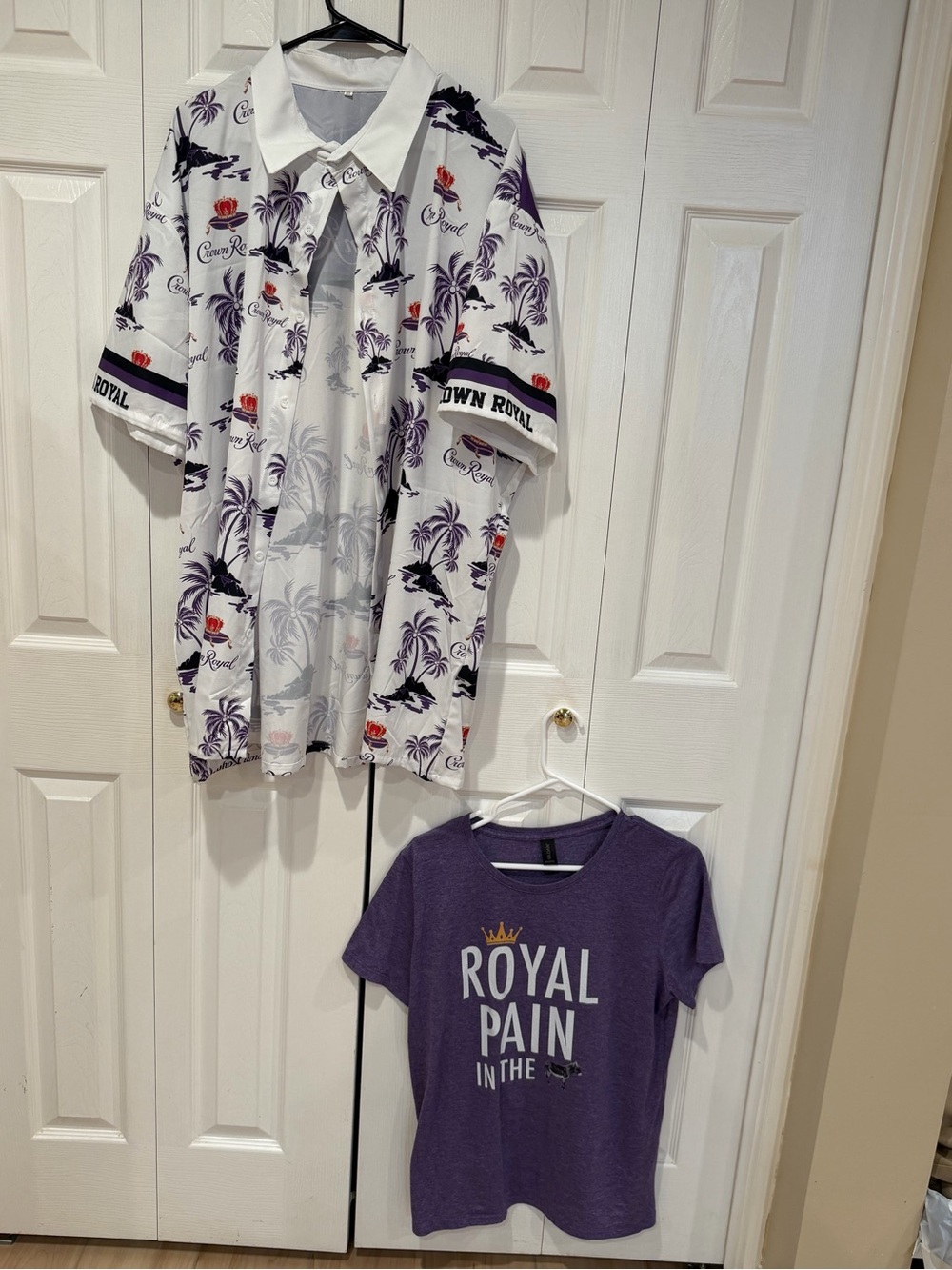 Crown Royal White & Purple Short-Sleeve Button-Down Shirt with Womens t-shirt